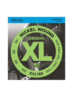 D'ADDARIO EXL165 NICKEL WOUND BASS, CUSTOM LIGHT, 45-105, LONG SCALE