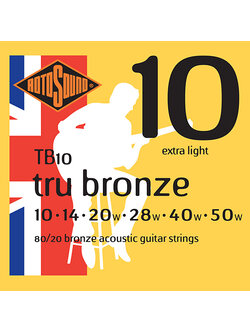 สายกีตาร์โปร่ง Rotosound TB10 Tru bronze Acoustic Guitar Strings