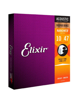 สายกีตาร์โปร่งเคลือบกันสนิม Elixir .010-.047 Phosphor Bronze NANOWEB #16002