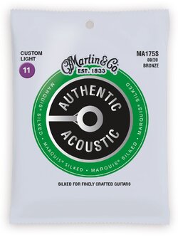 Martin MA175S 11-52 Marquis Silked 80/20 Bronze Authentic Acoustic Guitar Strings Custom Light 11-52