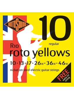 สายกีตาร์ไฟฟ้า Rotosound R10 10-46 Regular แถมสาย 1 [Roto Yellows]