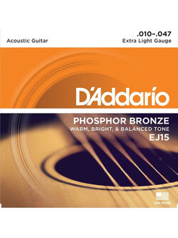 สายกีตาร์โปร่ง D'Addario EJ15 10-47 Extra Light