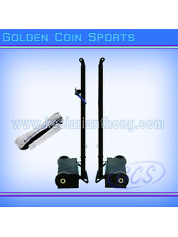 เสาตะกร้อแข่งขันระบบเฟือง แบบฐานล้อเลื่อน (พร้อมตาข่าย)