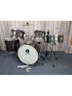 G-Force กลองชุดเด็ก 5 ใบ ขอบโครเมียม สีดำ เกร็ดทอง GGF-KT2005S(GG)