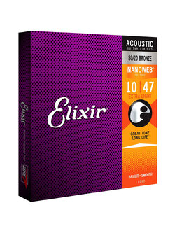 สายกีตาร์โปร่งเคลือบกันสนิม Elixir 010-047 80/20 Nanoweb #11002