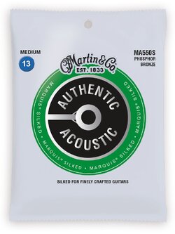 สายกีตาร์โปร่ง Martin 13-56 Medium MA550S Marquis Silked Phosphor Bronze Authentic Acoustic Guitar Strings