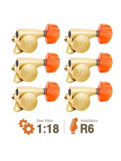 Der Jung ลูกบิดกีตาร์ สีทอง ก้นหอยหัวแดง DJ334GX-P8R(R6)