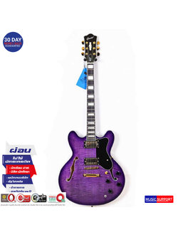 กีตาร์ไฟฟ้า GROTE Semi-Hollow Purple Flame Maple Top Gold Hardware