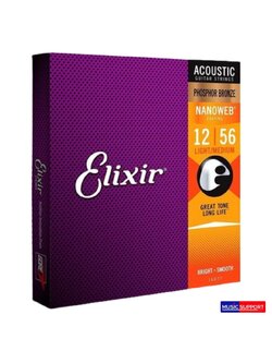 สายกีตาร์โปร่ง Elixir .012-.056 Medium Light #16077 PHOSPHOR BRONZE NANOWEB COATING