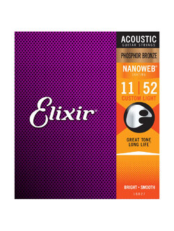สายกีตาร์โปร่งเคลือบกันสนิม Elixir .011-.052 #16027 Phosphor Bronze Nanoweb