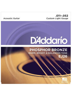 สายกีตาร์โปร่ง D'Addario EJ26 11-52 Custom Light