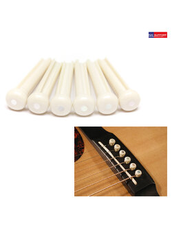 หมุดพินกีต้าร์โปร่งพลาสติก สีขาว ชุด 6 ตัว