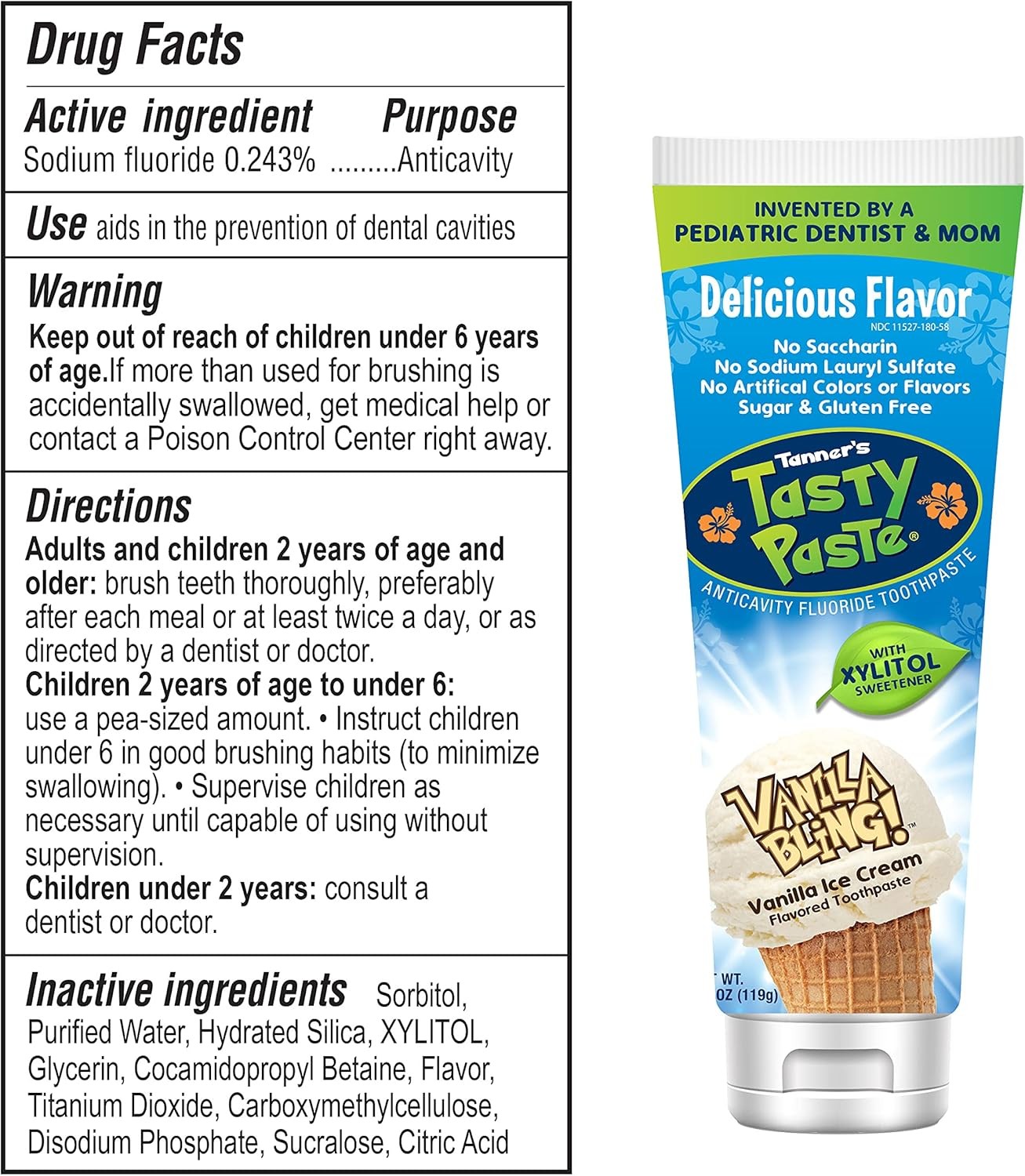 Tanner's Tasty Paste Children’s Toothpaste ยาสีฟันฟลูออไรด์รสชาติอร่อยจากธรรมชาติ