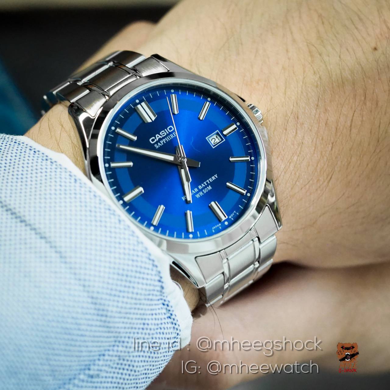 Casio Blue Ocean Silver ตัวท๊อป Sapphire สายสแตนเลส ของแท้ประกันศูนย์