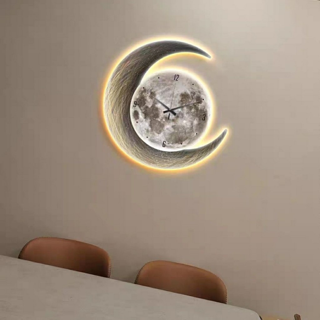 CT190C037 INTERY นาฬิกาดวงจันทร์ นาฬิกาติดผนัง ภาพติดผนัง