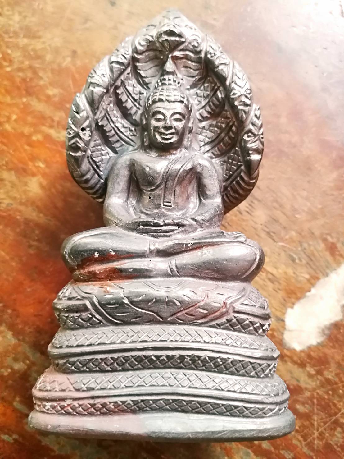 งานแกะสลักมือ-พระนาคปรก เนื้อแร่เหล็กไหล เขาอึมคลึมกาญจนบุรี