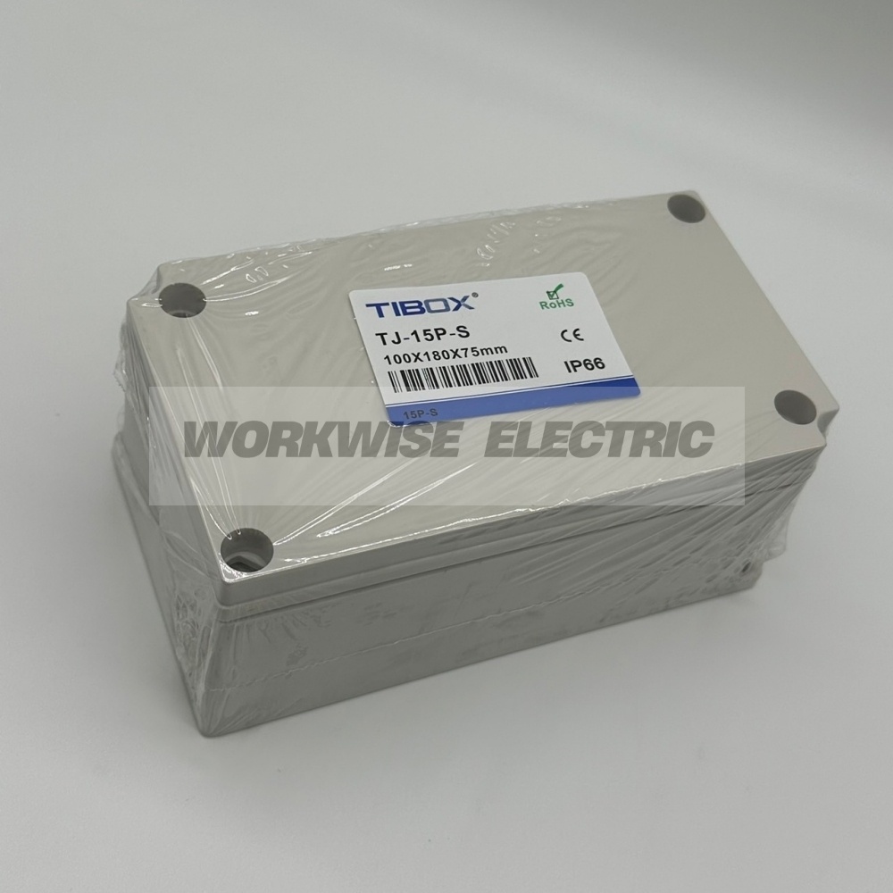 "TIBOX" TJ-15P-S กล่องพลาสติก พร้อมเทอร์มินอลบล็อก (Plastic Terminal Block Box IP66) 15Pole 10A Size : 180x100x75 mm.