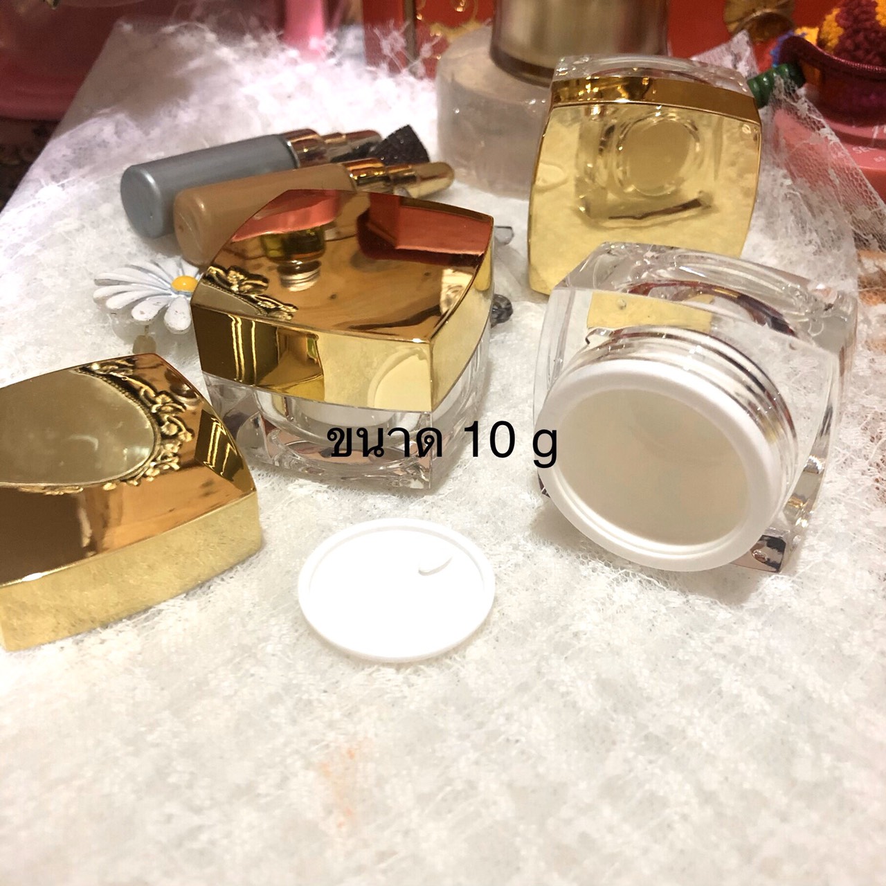 ขายส่ง ปลีก บรรจุภัณฑ์ กระปุกครีมอคิลิค สี่เหลี่ยม ขนาด 5 g, 10 g , 20 g, 30 g, 50 g