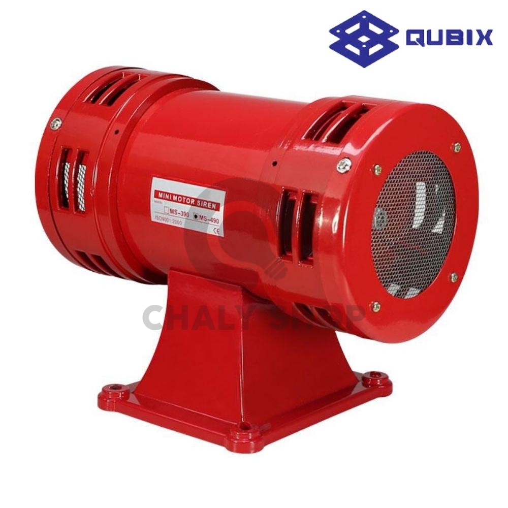 QUBIX MS-490 มอเตอร์ไซเรน 2 หัว (Motor Siren) IP44 150dB 250W วัสดุอลูมิเนียมและเหล็ก สีแดง