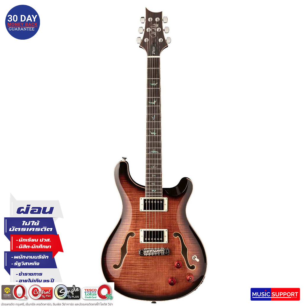 กีตาร์ไฟฟ้า PRS SE Hollowbody II Piezo / Black Gold Burst / Case