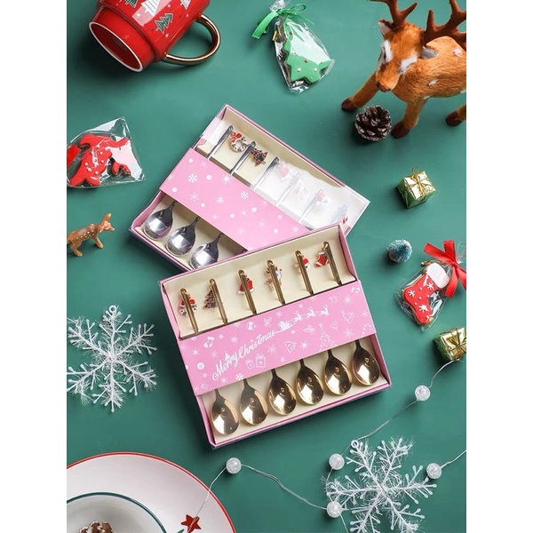 CT081D028 YAMMY ชุดช้อน ของขวัญ วันคริสต์มาส ชุด ช้อนกาแฟ สแตน spoon set christmas collection