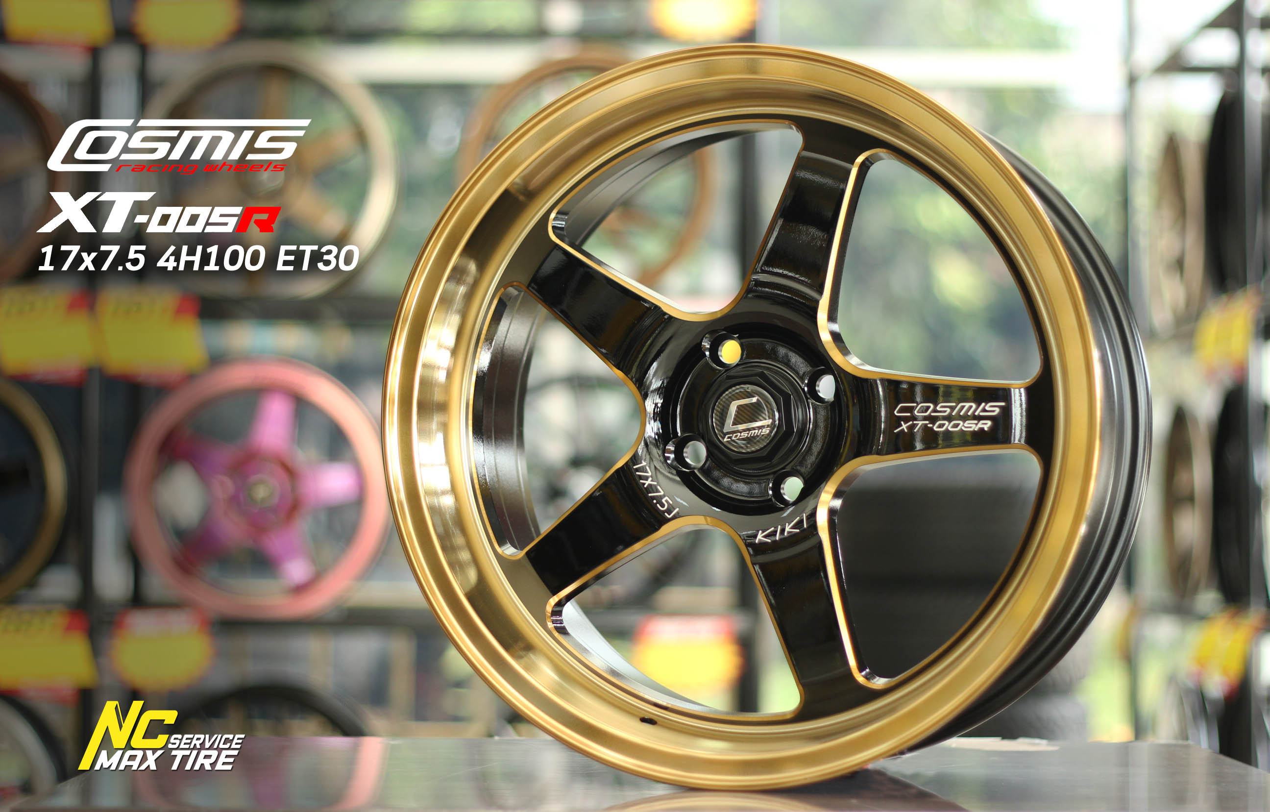 ล้อแม็กขอบ17 / COSMIS XT-005R / สีดำขอบทอง / สำหรับรถเก๋ง (ราคาต่อวง) / 17x7.5 4H100 ET30
