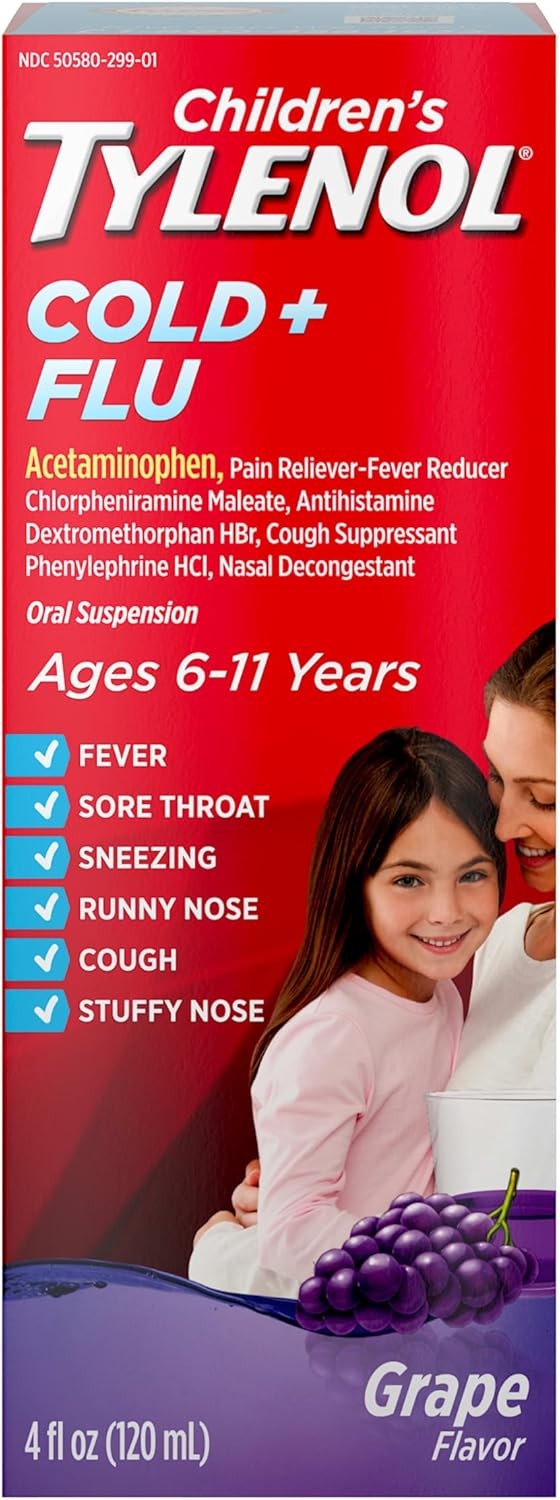 Children’s TYLENOL Cold + Flu Oral Suspension บรรเทาหวัด/ไข้หวัดใหญ่ สินค้าพรีออเดอร์ รอ 20 วัน