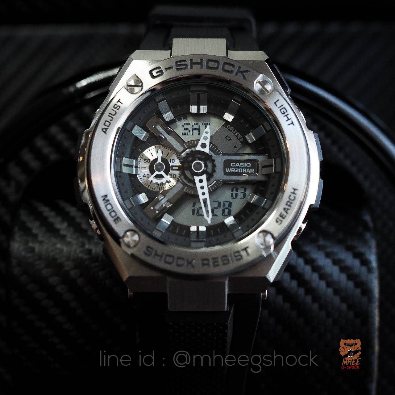 G-Shock G-Steel สีเงิน สายเรซิ่นดำ รุ่น GST-410-1A ของแท้ ประกันศูนย์ CMG