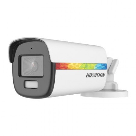 HIKVISION DS-2CE12DF8T-FSLN Bullet 2MP Camera ColorVu, 2.8 mm, 3.6 mm fixed focal lens. 2 MP high performance CMOS, 1920 × 1080 resolution 24/7 color imaging with F1.0 aperture. White Light Range 40M Built-in mic. High quality audio. Water and dust resi