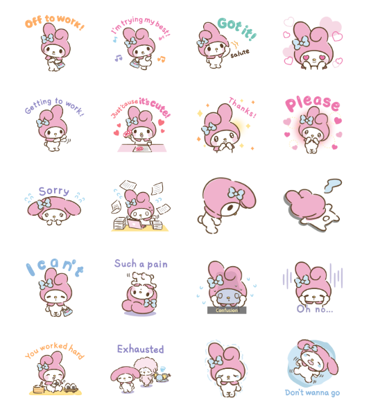 ขายสติกเกอร์ไลน์ My Melody จะตั้งใจทำงาน♪