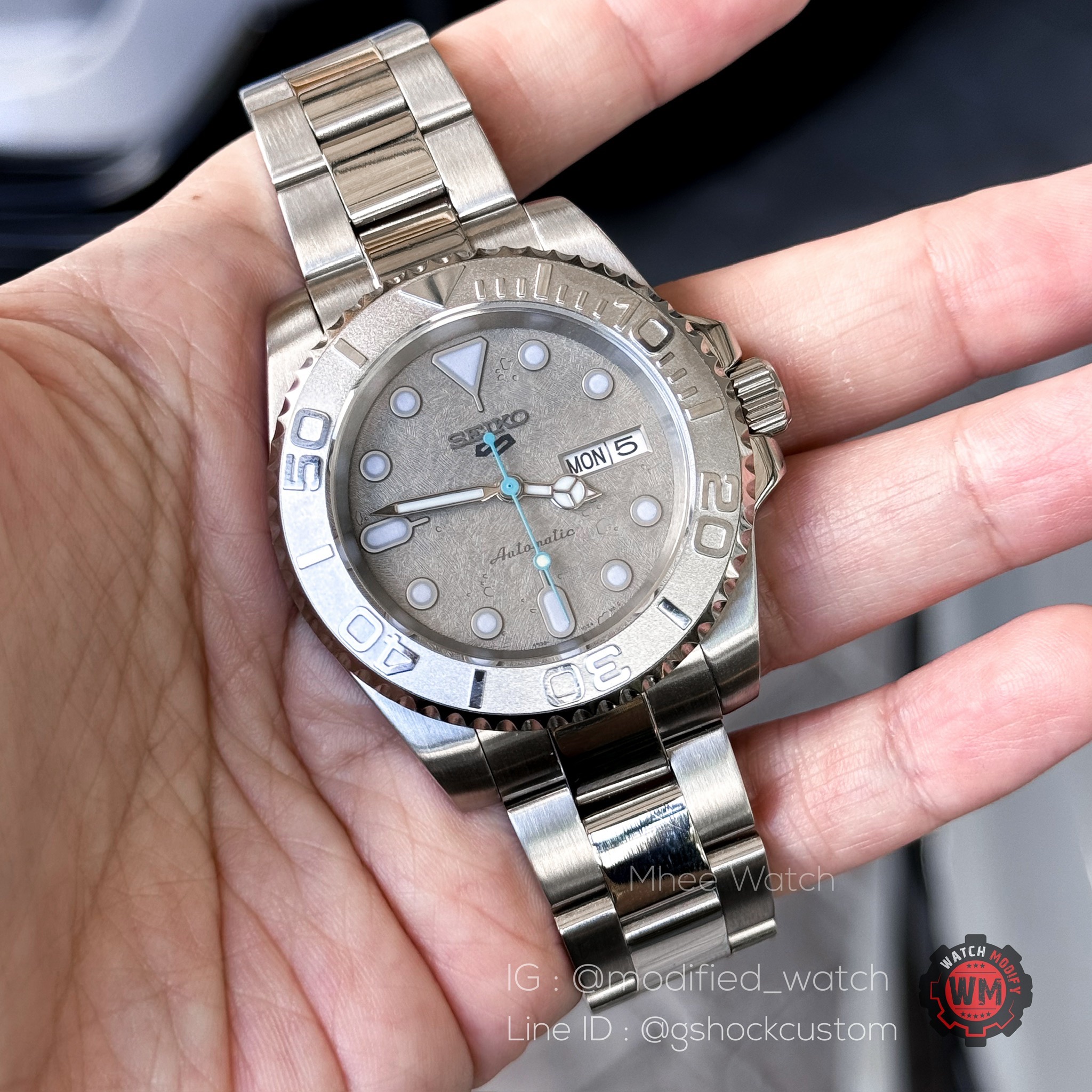 SeikoMod Yacht Master Rhodium From 5Sport industrial design cement