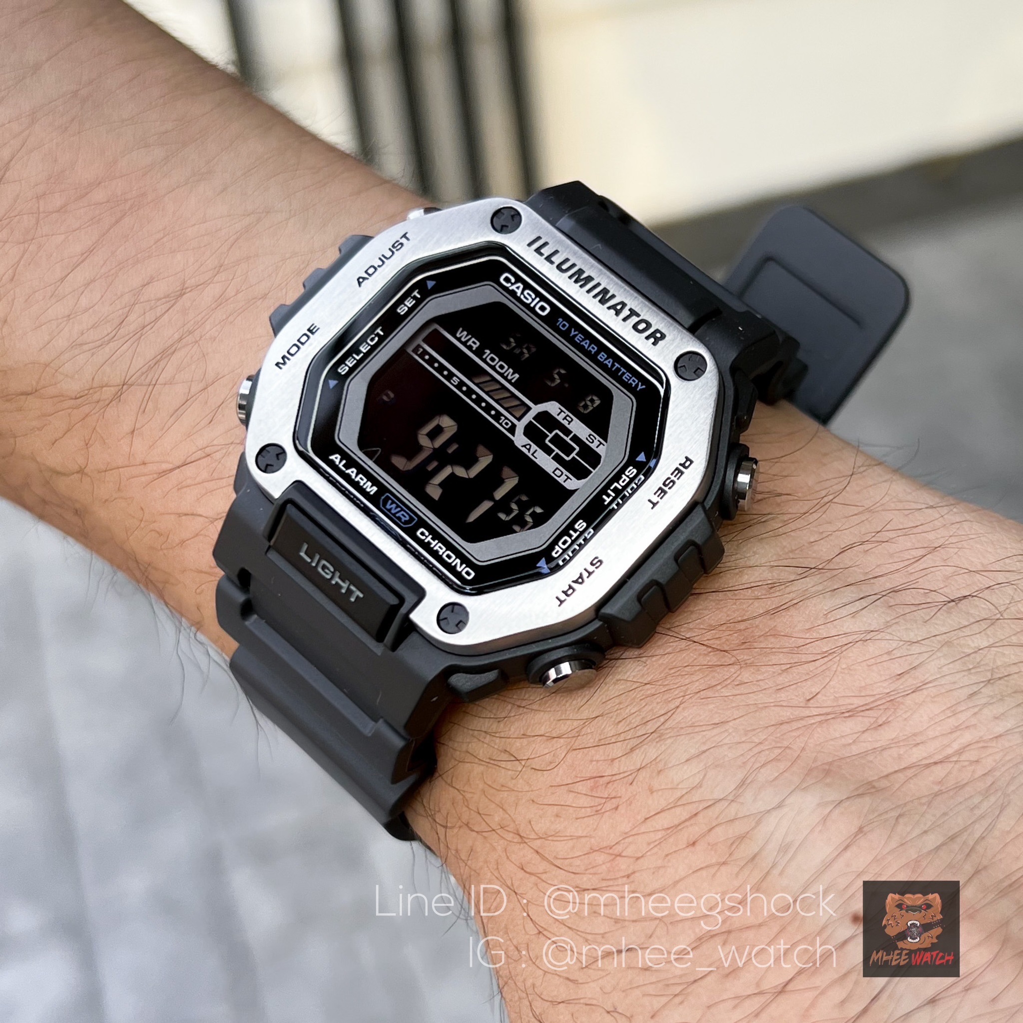 Casio Digital ยักษ์เล็ก กรอบสตีล ดำเงิน ของแท้ ประกันศูนย์ 1 ปี