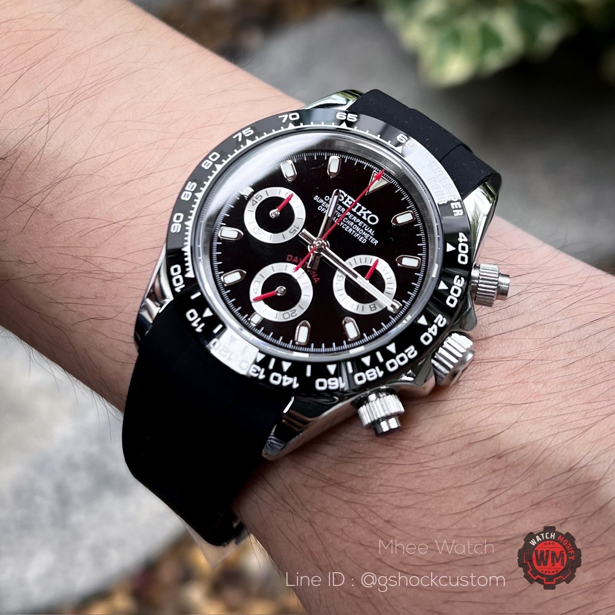 SeikoMod New Daytona DeadPool Black Dial Chronograph VK63 Movement
