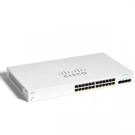 Cisco CBS220-24P-4X-EU CBS220 Smart 24-port Gigabit, PoE af/at PoE Budget 195W (24 POE), + 4x10G SFP+, Mountable Rack 1 U