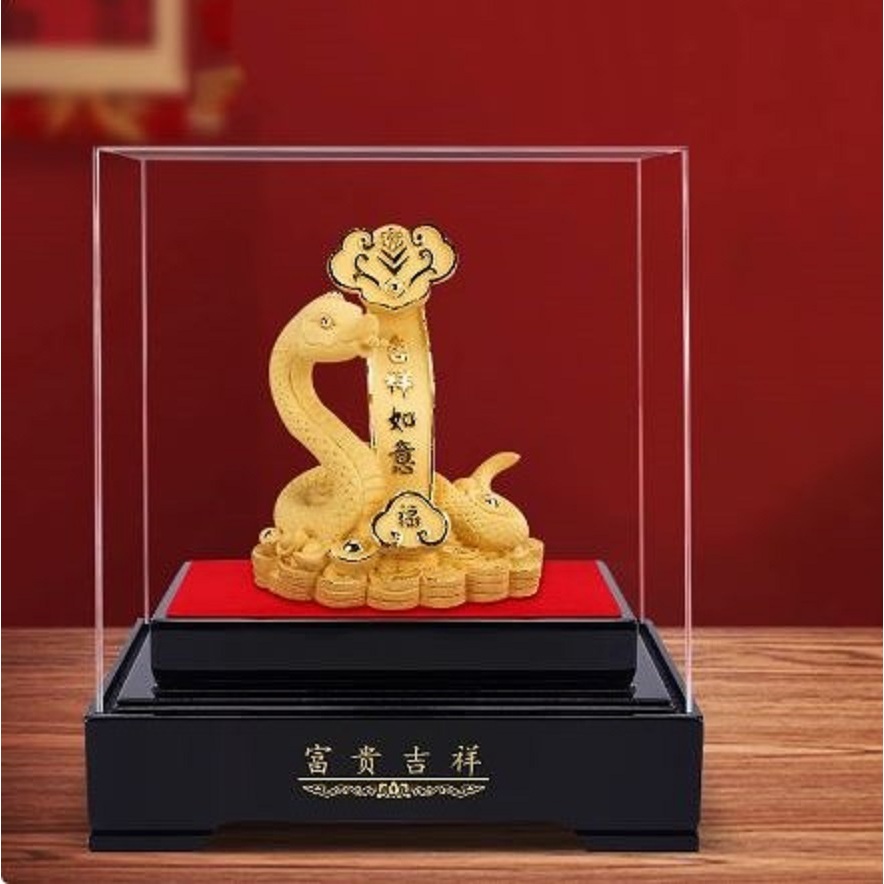 CT225B163 HAOYUN รูปปั้นงูมงคล งูทอง ปีมะเส็ง Snake ของมงคล ของขวัญเลื่อนตำแหน่ง ของขวัญขึ้นบ้านใหม่