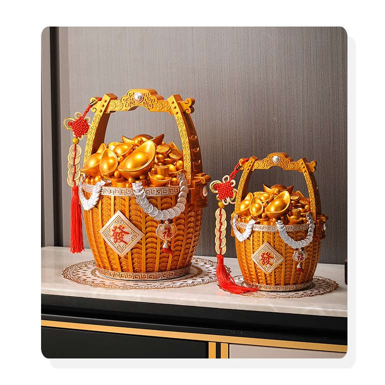 CT159B113 HAOYUN ตะกร้าเงิน กระปุ๊กออมสิน ของมงคล เสริมฮวงจุ้ย ของขวัญขึ้นบ้านใหม่ ของขวัญ