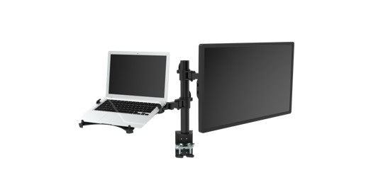 Flexispot by Essen Single Monitor Arm with Laptop Holder (D1DL) - Black