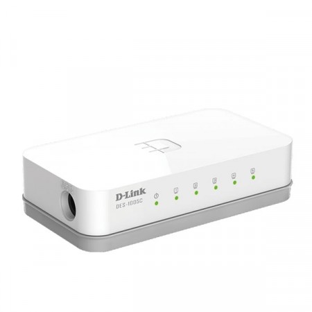 D-Link DES-1005C 5-Port 10/100 Mbps RJ45 Unmanaged Desktop Switch, Plastic Case