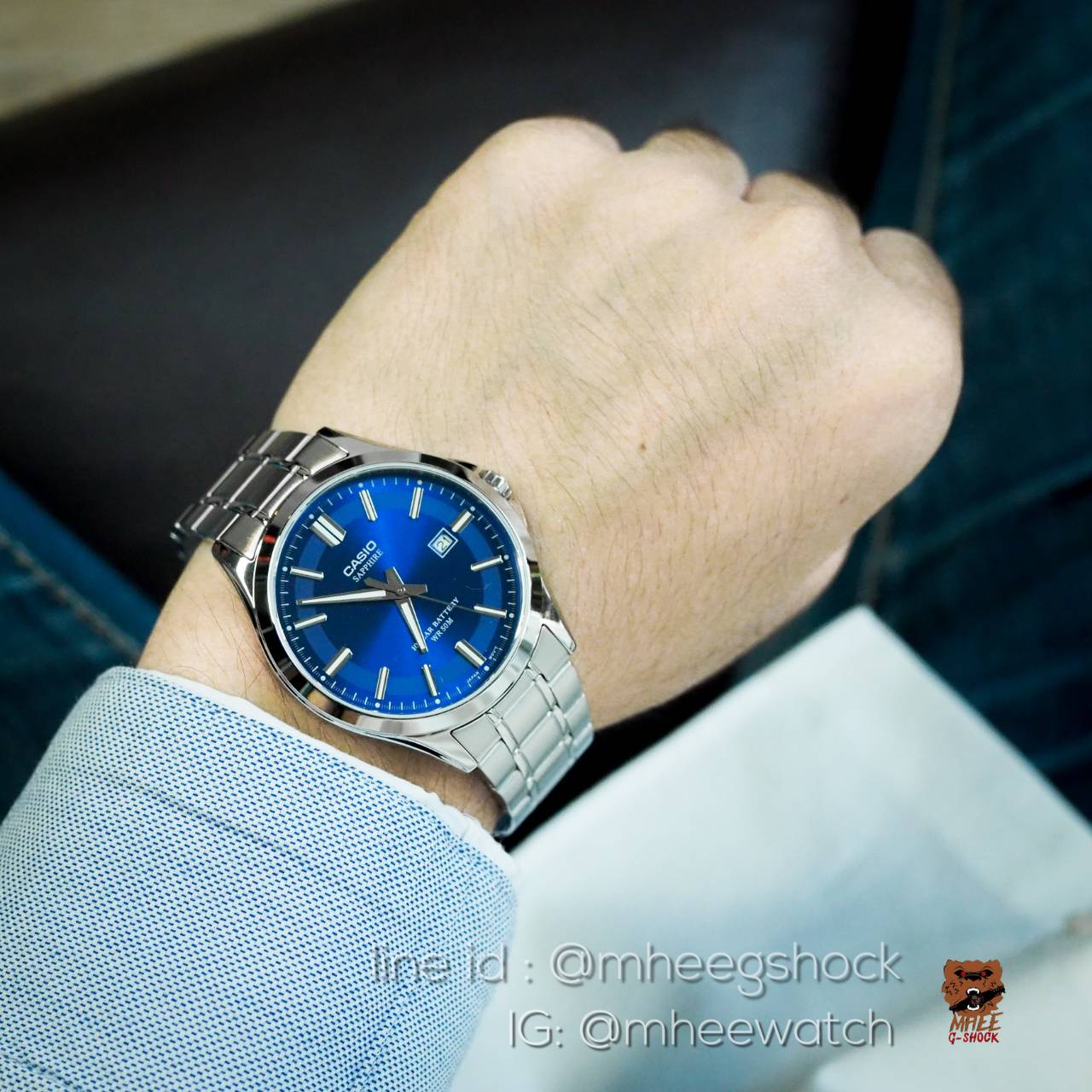 Casio Blue Ocean Silver ตัวท๊อป Sapphire สายสแตนเลส ของแท้ประกันศูนย์