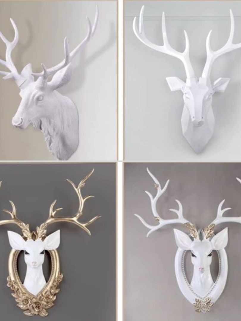 CT222G023 SOSHOKU หัวกวางสีขาวตกแต่งผนัง หัวกวาง ตกแต่งผนัง Nordic