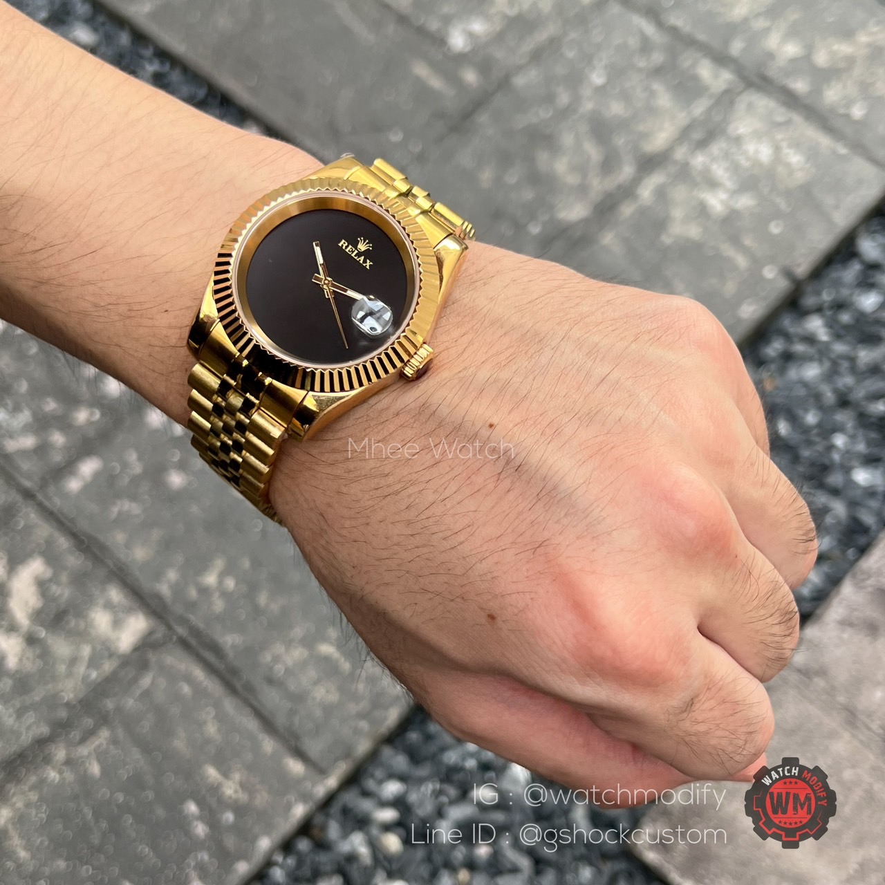 Seiko Modified Relax Onyx Dial with Golden Datejust Case Jubilee Strap