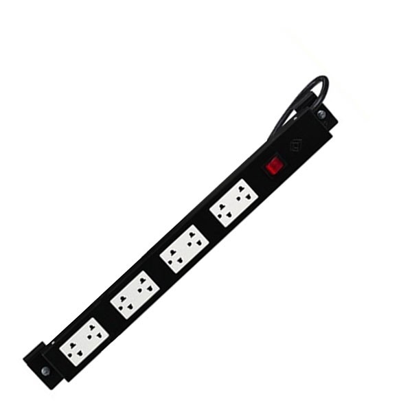19" GERMANY G7-00008B AC Power Distribution 8 Universal Outlet w/Cable 3 M. & Surge Protection, Black