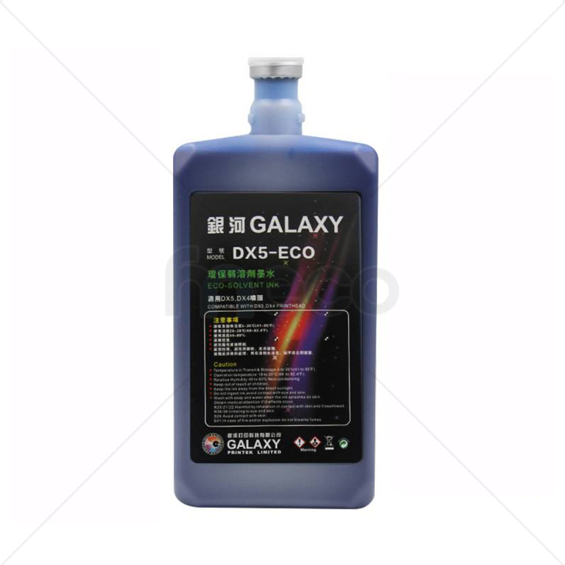 หมึกพิมพ์ Galaxy เกรด 2ปี ไร้กลิ่น Eco Solvent 1ลิตร สำหรับหัวพิมพ์ Epson DX5 DX7 DX10 DX11 ทนแดดได้ยาวนาน คุณภาพสูง เกรดพรีเมียม