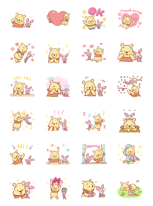 ขายสติกเกอร์ไลน์ หมีพูห์กับพิกเลตผู้น่ารัก