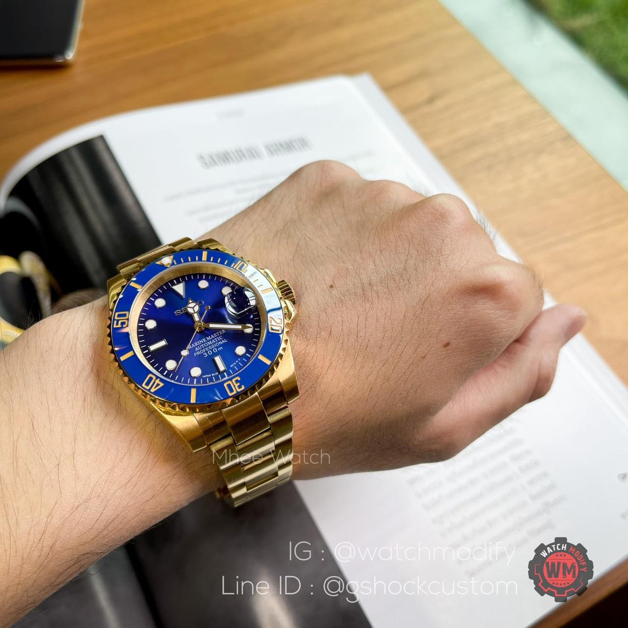 Seiko Modify Submarine Blue Yellow Gold ระบบAutomaticรุ่นใหม่