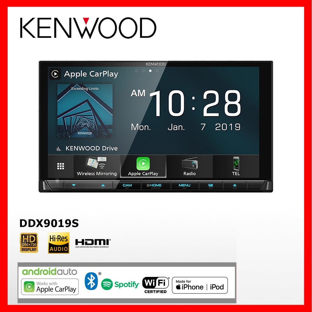 KENWOOD DDX9019S ตัวรับสัญญาณ AV หน้าจอขนาด 6.8 นิ้ว แสดงผลแบบความละเอียดสูง