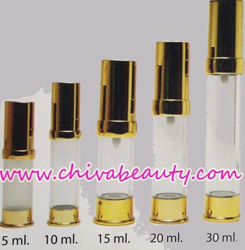 ขายส่ง ปลีก บรรจุภัณฑ์ ขวดสูญญากาศใส ฝาทอง ฝาเงิน บรรจุเซรั่ม โลชั่น ขนาด 5ml,10 ml,15 ml,20ml,30ml
