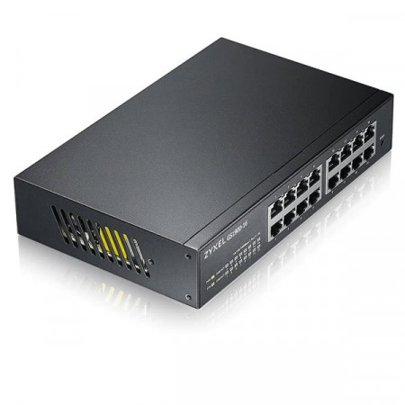 Zyxel GS1900-16 16-port GbE Smart Managed Desktop Switch รองรับ การทำ VLAN, QoS, Link Aggregation, 802.1x, CPU defense engine และ DoS prevention Rack-mount kit for installing 19" rack