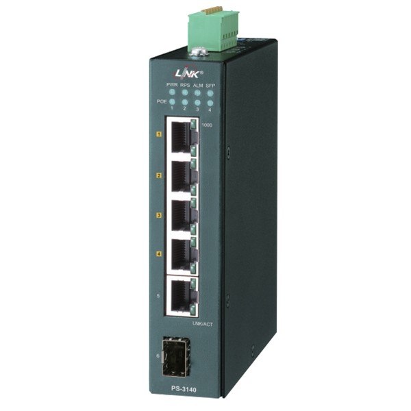 PS-3140 4-Port Lite Managed GIGABIT PoE SWITCH (AC 90W) 4 GE (PoE) + 1 RJ( GE)+1SFP(GE)