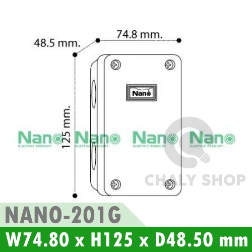 NANO Electric® NANO-201G กล่องกันน้ำพลาสติก ฝาทึบ ขนาด W74.80xH125xD48.50 mm (JUNCTION BOX IP65) สีเทา